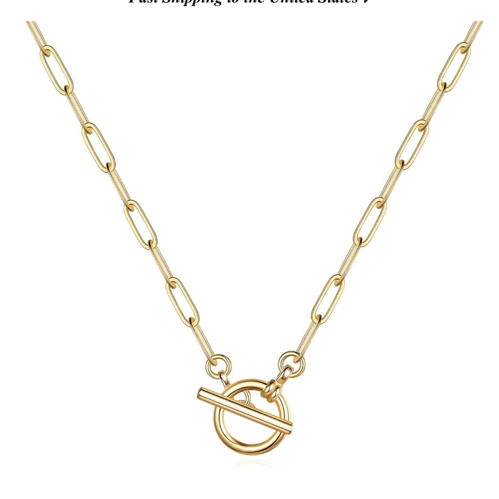 18k Gold Plated Chain Necklace with Toggle Clasp